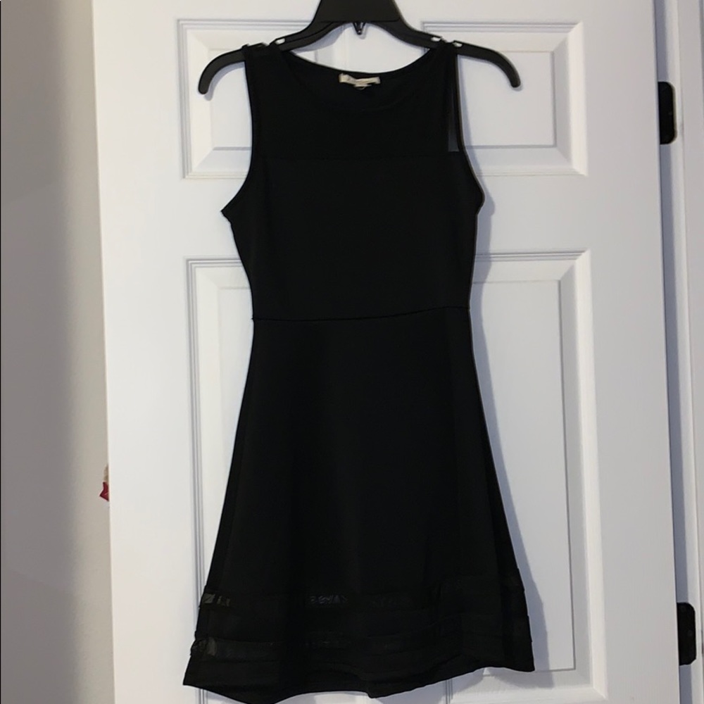 Black Mesh Ruffle Dress